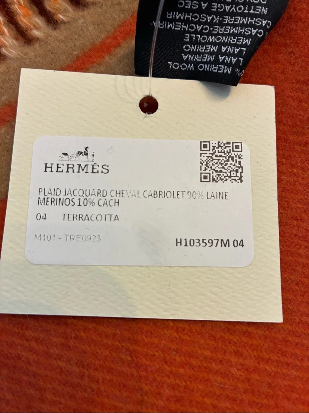Hermes Cheval Cabriolet Merino Cashmere Throw Blanket AUTHENTIC